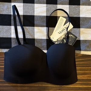 Vertvie 34D Black convertible Strapless Bra new